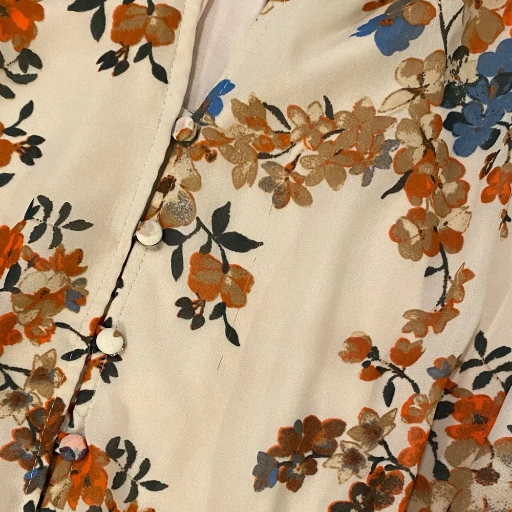 Vici Cream Floral Blouse with Blue and Orange Accents - Picture 8 of 9